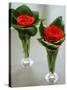 Red Roses in Glass Vases-Michael Paul-Stretched Canvas
