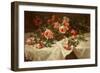 Red Roses on White Lace-Alice B Chittenden-Framed Premium Giclee Print