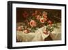 Red Roses on White Lace-Alice B Chittenden-Framed Premium Giclee Print