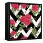 Red Roses with Horizontal Zig Zag-Fuzzyfox-Framed Stretched Canvas