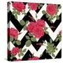 Red Roses with Horizontal Zig Zag-Fuzzyfox-Stretched Canvas