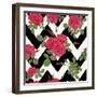 Red Roses with Horizontal Zig Zag-Fuzzyfox-Framed Art Print