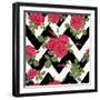 Red Roses with Horizontal Zig Zag-Fuzzyfox-Framed Art Print