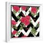 Red Roses with Horizontal Zig Zag-Fuzzyfox-Framed Art Print