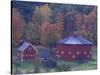 Red Round Barn in Autumn, East Barnet, Vermont, USA-Darrell Gulin-Stretched Canvas