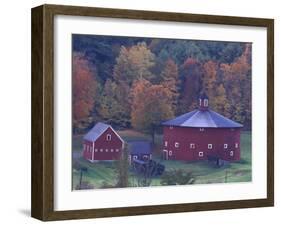 Red Round Barn in Autumn, East Barnet, Vermont, USA-Darrell Gulin-Framed Photographic Print