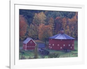 Red Round Barn in Autumn, East Barnet, Vermont, USA-Darrell Gulin-Framed Photographic Print