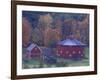 Red Round Barn in Autumn, East Barnet, Vermont, USA-Darrell Gulin-Framed Photographic Print