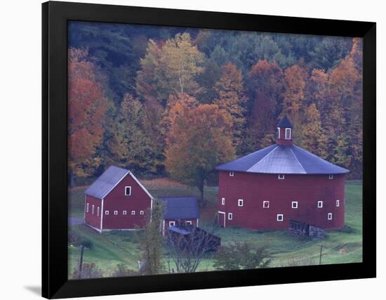 Red Round Barn in Autumn, East Barnet, Vermont, USA-Darrell Gulin-Framed Photographic Print