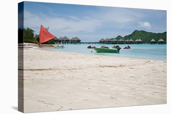 Red Sail and the Beach.-null-Stretched Canvas