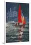 Red sail boat Salcombe - gouache - 2008-Jennifer Wright-Framed Giclee Print