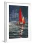 Red sail boat Salcombe - gouache - 2008-Jennifer Wright-Framed Giclee Print