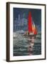 Red sail boat Salcombe - gouache - 2008-Jennifer Wright-Framed Giclee Print