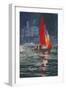 Red sail boat Salcombe - gouache - 2008-Jennifer Wright-Framed Giclee Print