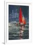 Red sail boat Salcombe - gouache - 2008-Jennifer Wright-Framed Giclee Print