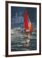 Red sail boat Salcombe - gouache - 2008-Jennifer Wright-Framed Giclee Print