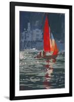 Red sail boat Salcombe - gouache - 2008-Jennifer Wright-Framed Giclee Print