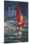 Red sail boat Salcombe - gouache - 2008-Jennifer Wright-Mounted Giclee Print