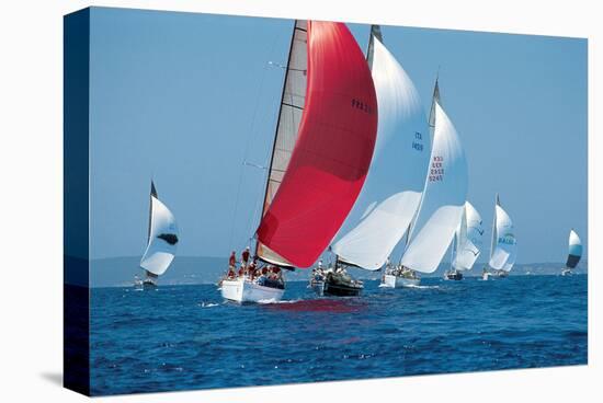 Red Sail Leading The Way-null-Stretched Canvas