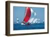 Red Sail Leading The Way-null-Framed Art Print