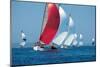 Red Sail Leading The Way-null-Mounted Art Print