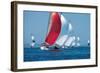 Red Sail Leading The Way-null-Framed Art Print