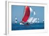 Red Sail Leading The Way-null-Framed Art Print