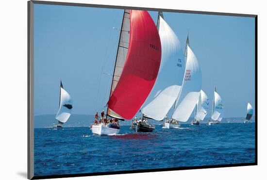 Red Sail Leading The Way-null-Mounted Art Print