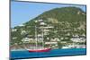 Red sailing boat in the bay of Philipsburg, Sint Maarten, West Indies, Caribbean, Central America-Michael Runkel-Mounted Photographic Print