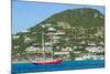 Red sailing boat in the bay of Philipsburg, Sint Maarten, West Indies, Caribbean, Central America-Michael Runkel-Mounted Photographic Print