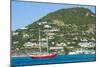 Red sailing boat in the bay of Philipsburg, Sint Maarten, West Indies, Caribbean, Central America-Michael Runkel-Mounted Photographic Print