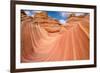 Red Sandstone Wave - Dramatic Sandstone Rock Formation at Arizona-Utah Border-Sean Xu-Framed Photographic Print