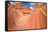 Red Sandstone Wave - Dramatic Sandstone Rock Formation at Arizona-Utah Border-Sean Xu-Framed Stretched Canvas