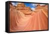 Red Sandstone Wave - Dramatic Sandstone Rock Formation at Arizona-Utah Border-Sean Xu-Framed Stretched Canvas