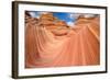 Red Sandstone Wave - Dramatic Sandstone Rock Formation at Arizona-Utah Border-Sean Xu-Framed Photographic Print