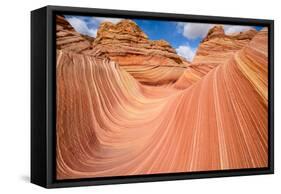 Red Sandstone Wave - Dramatic Sandstone Rock Formation at Arizona-Utah Border-Sean Xu-Framed Stretched Canvas