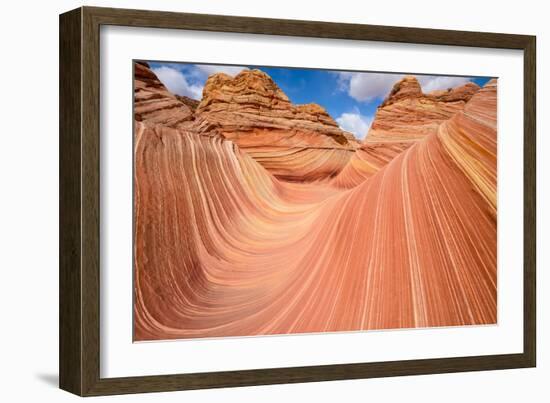 Red Sandstone Wave - Dramatic Sandstone Rock Formation at Arizona-Utah Border-Sean Xu-Framed Photographic Print