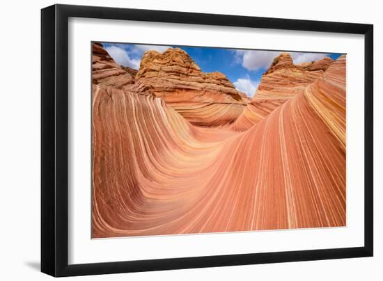 Red Sandstone Wave - Dramatic Sandstone Rock Formation at Arizona-Utah Border-Sean Xu-Framed Photographic Print