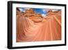 Red Sandstone Wave - Dramatic Sandstone Rock Formation at Arizona-Utah Border-Sean Xu-Framed Photographic Print