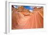 Red Sandstone Wave - Dramatic Sandstone Rock Formation at Arizona-Utah Border-Sean Xu-Framed Photographic Print