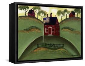 Red School House Barn Cheryl Bartley-Cheryl Bartley-Framed Stretched Canvas