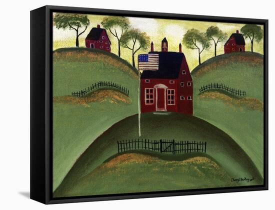 Red School House Barn Cheryl Bartley-Cheryl Bartley-Framed Stretched Canvas