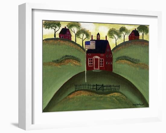 Red School House Barn Cheryl Bartley-Cheryl Bartley-Framed Giclee Print