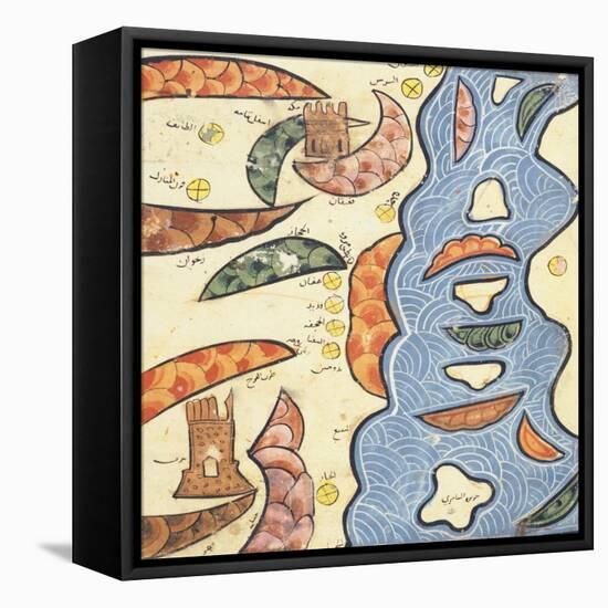 Red Sea and Mecca-Muhammad Al Idrisi-Framed Stretched Canvas