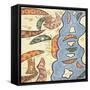 Red Sea and Mecca-Muhammad Al Idrisi-Framed Stretched Canvas