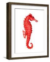 Red Seahorse-null-Framed Art Print