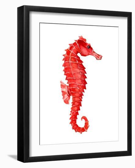 Red Seahorse-null-Framed Art Print