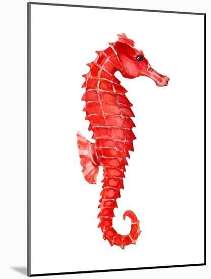 Red Seahorse-null-Mounted Art Print