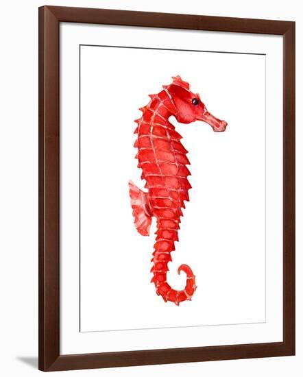 Red Seahorse-null-Framed Art Print