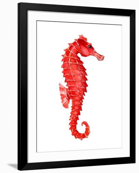 Red Seahorse-null-Framed Art Print